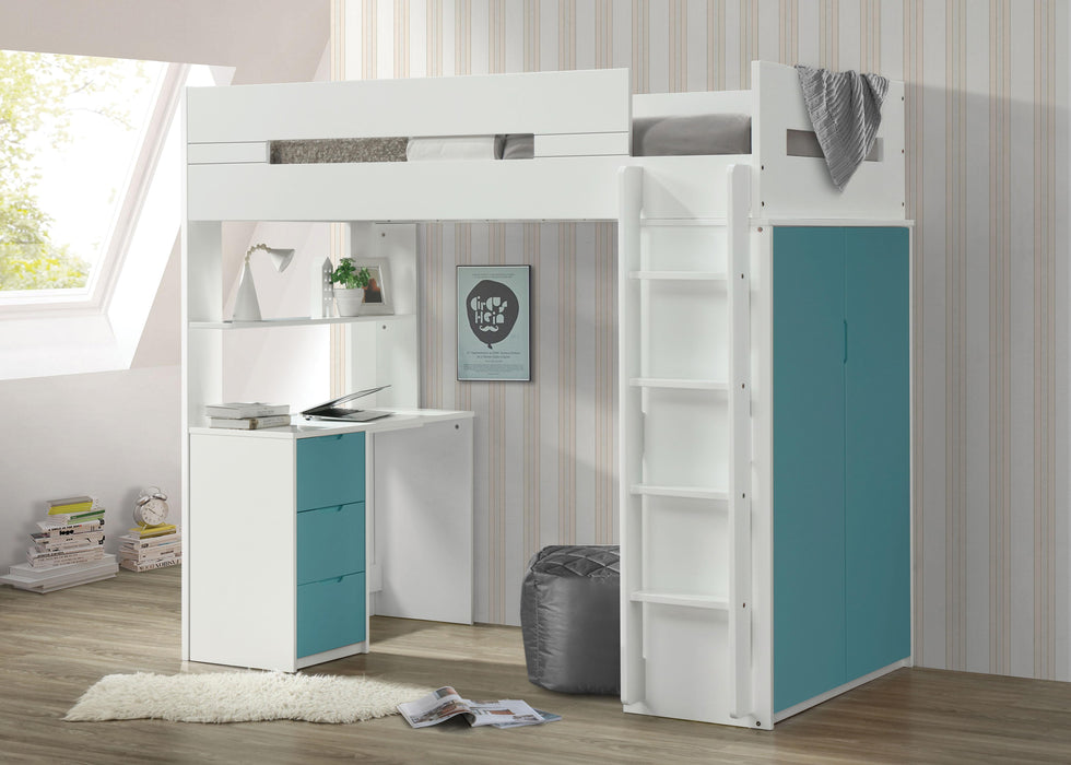 Nerice White & Teal Loft Bed - Premium Loft Bed from ACME East - Just $922.35! Shop now at Furniture Wholesale Plus  We are the best furniture store in Nashville, Hendersonville, Goodlettsville, Madison, Antioch, Mount Juliet, Lebanon, Gallatin, Springfield, Murfreesboro, Franklin, Brentwood