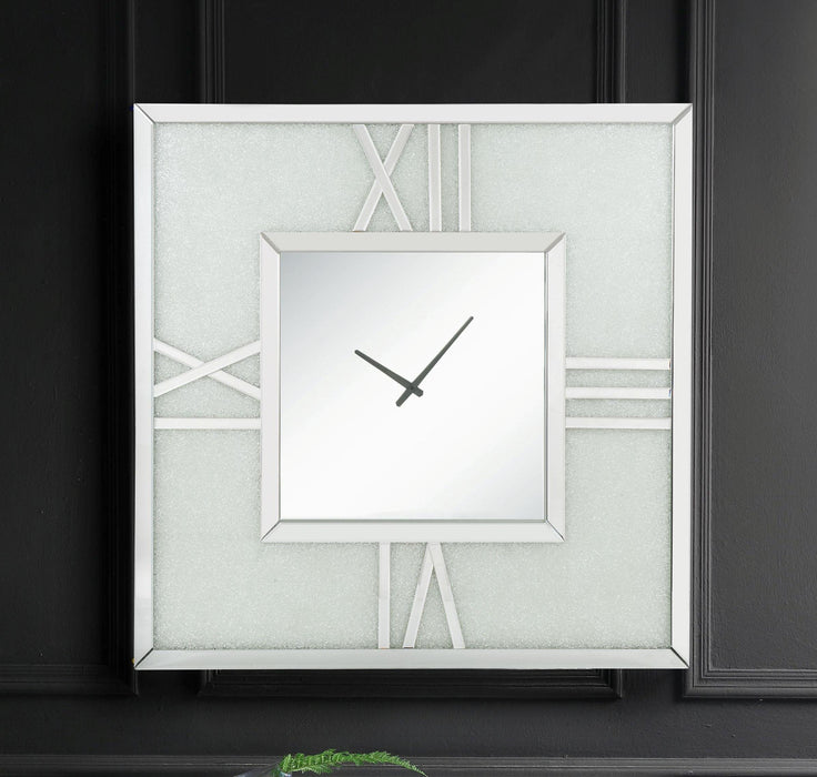 Noralie Mirrored & Faux Diamonds Wall Clock (LED) - Premium Wall Clock from ACME East - Just $524.55! Shop now at Furniture Wholesale Plus  We are the best furniture store in Nashville, Hendersonville, Goodlettsville, Madison, Antioch, Mount Juliet, Lebanon, Gallatin, Springfield, Murfreesboro, Franklin, Brentwood