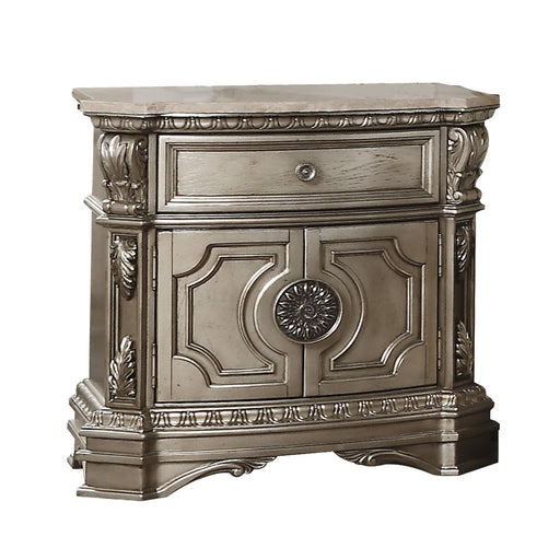 Northville Antique Silver Nightstand (MARBLE TOP) - Premium Nightstand from ACME East - Just $934.05! Shop now at Furniture Wholesale Plus  We are the best furniture store in Nashville, Hendersonville, Goodlettsville, Madison, Antioch, Mount Juliet, Lebanon, Gallatin, Springfield, Murfreesboro, Franklin, Brentwood