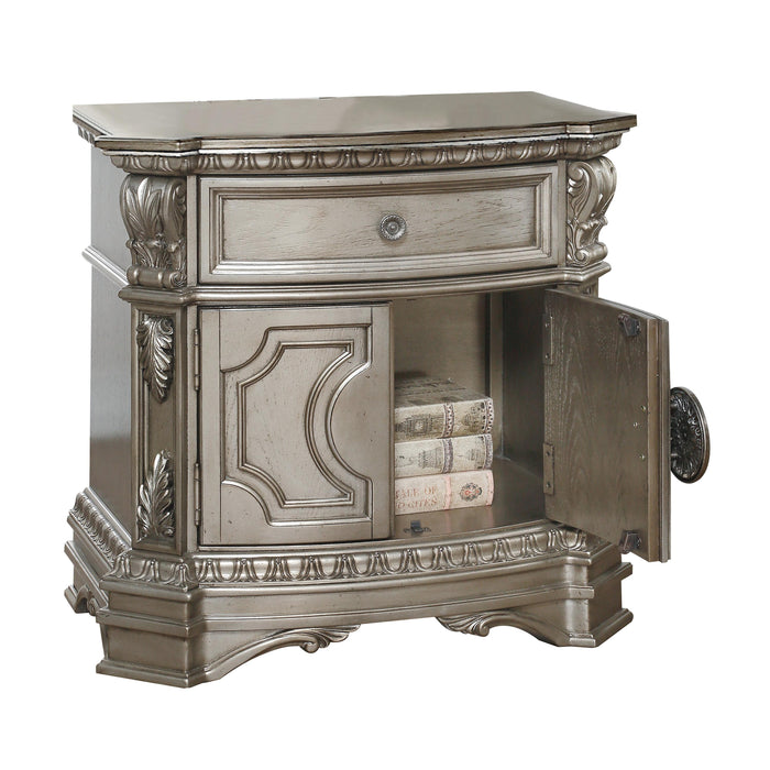 Northville Antique Silver Nightstand (WOOD TOP) - Premium Nightstand from ACME East - Just $696.15! Shop now at Furniture Wholesale Plus  We are the best furniture store in Nashville, Hendersonville, Goodlettsville, Madison, Antioch, Mount Juliet, Lebanon, Gallatin, Springfield, Murfreesboro, Franklin, Brentwood