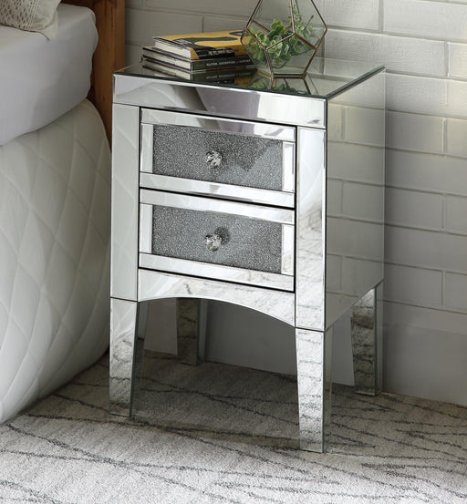 Nowles Mirrored & Faux Stones Accent Table - Premium Nightstand from ACME East - Just $253.50! Shop now at Furniture Wholesale Plus  We are the best furniture store in Nashville, Hendersonville, Goodlettsville, Madison, Antioch, Mount Juliet, Lebanon, Gallatin, Springfield, Murfreesboro, Franklin, Brentwood