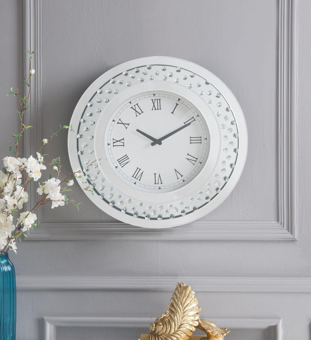 Nysa Mirrored & Faux Crystals Wall Clock - Premium Wall Clock from ACME East - Just $111.15! Shop now at Furniture Wholesale Plus  We are the best furniture store in Nashville, Hendersonville, Goodlettsville, Madison, Antioch, Mount Juliet, Lebanon, Gallatin, Springfield, Murfreesboro, Franklin, Brentwood