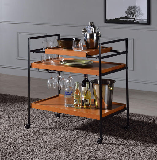 Oaken Honey Oak & Black Serving Cart - Premium Server from ACME East - Just $308.10! Shop now at Furniture Wholesale Plus  We are the best furniture store in Nashville, Hendersonville, Goodlettsville, Madison, Antioch, Mount Juliet, Lebanon, Gallatin, Springfield, Murfreesboro, Franklin, Brentwood