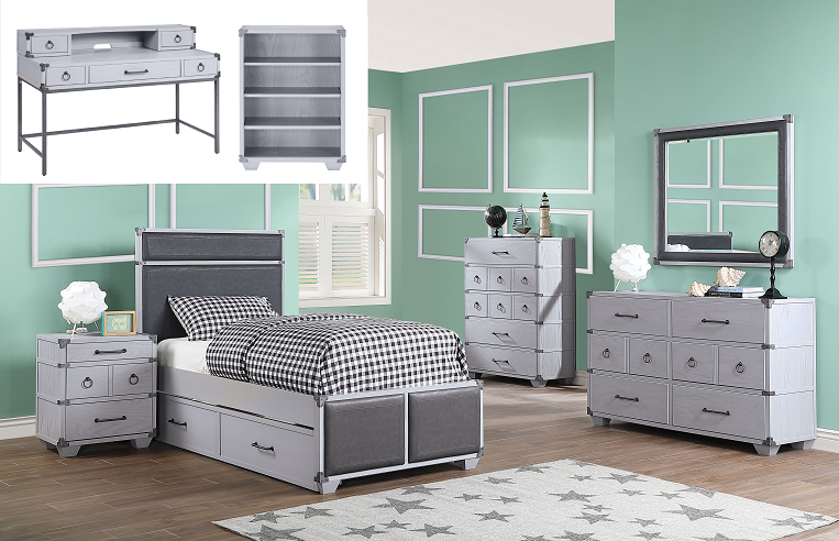 Orchest Gray PU & Gray Twin Bed - Premium Bed from ACME East - Just $460.20! Shop now at Furniture Wholesale Plus  We are the best furniture store in Nashville, Hendersonville, Goodlettsville, Madison, Antioch, Mount Juliet, Lebanon, Gallatin, Springfield, Murfreesboro, Franklin, Brentwood