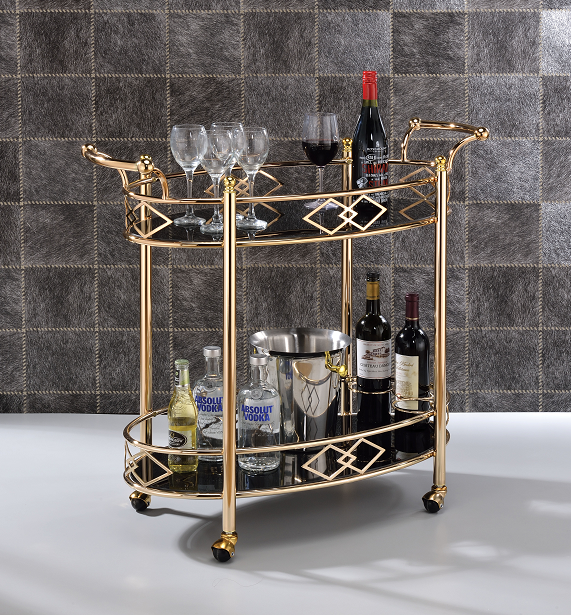 Ottesen Gold & Black Glass Serving Cart - Premium Server from ACME East - Just $380.25! Shop now at Furniture Wholesale Plus  We are the best furniture store in Nashville, Hendersonville, Goodlettsville, Madison, Antioch, Mount Juliet, Lebanon, Gallatin, Springfield, Murfreesboro, Franklin, Brentwood