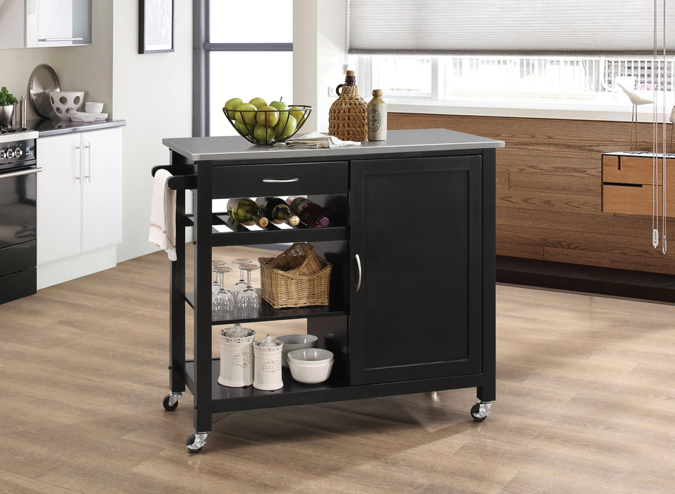 Ottawa Stainless Steel & Black Kitchen Cart - Premium Kitchen Cart from ACME East - Just $468! Shop now at Furniture Wholesale Plus  We are the best furniture store in Nashville, Hendersonville, Goodlettsville, Madison, Antioch, Mount Juliet, Lebanon, Gallatin, Springfield, Murfreesboro, Franklin, Brentwood