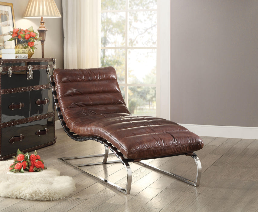 Qortini Vintage Dark Brown Top Grain Leather & Stainless Steel Chaise - Premium Chaise from ACME East - Just $1747.20! Shop now at Furniture Wholesale Plus  We are the best furniture store in Nashville, Hendersonville, Goodlettsville, Madison, Antioch, Mount Juliet, Lebanon, Gallatin, Springfield, Murfreesboro, Franklin, Brentwood