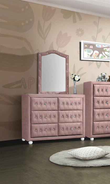 Reggie Pink Fabric Mirror - Premium Mirror from ACME East - Just $128.70! Shop now at Furniture Wholesale Plus  We are the best furniture store in Nashville, Hendersonville, Goodlettsville, Madison, Antioch, Mount Juliet, Lebanon, Gallatin, Springfield, Murfreesboro, Franklin, Brentwood