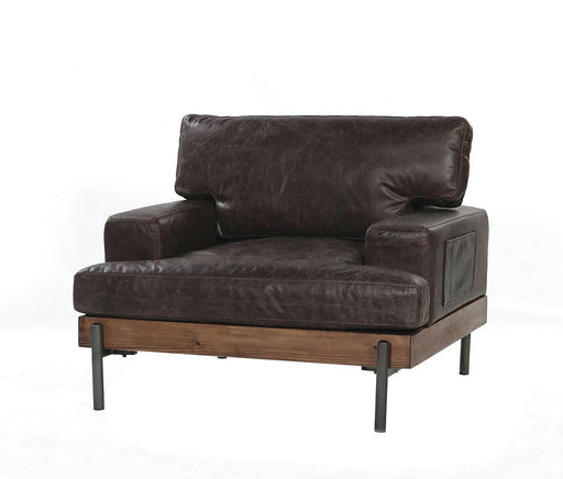 Silchester Oak & Distress Chocolate Top Grain Leather Chair - Premium Chair from ACME East - Just $2340! Shop now at Furniture Wholesale Plus  We are the best furniture store in Nashville, Hendersonville, Goodlettsville, Madison, Antioch, Mount Juliet, Lebanon, Gallatin, Springfield, Murfreesboro, Franklin, Brentwood