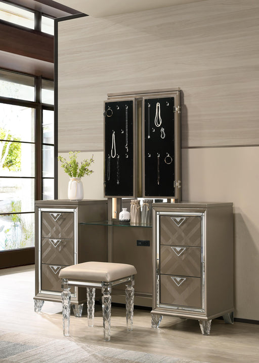 Skylar LED & Dark Champagne Vanity Desk & Mirror - Premium Vanity from ACME East - Just $1618.50! Shop now at Furniture Wholesale Plus  We are the best furniture store in Nashville, Hendersonville, Goodlettsville, Madison, Antioch, Mount Juliet, Lebanon, Gallatin, Springfield, Murfreesboro, Franklin, Brentwood