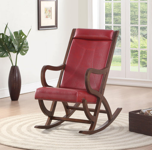 Triton Burgundy PU & Walnut Rocking Chair - Premium Chair from ACME East - Just $434.85! Shop now at Furniture Wholesale Plus  We are the best furniture store in Nashville, Hendersonville, Goodlettsville, Madison, Antioch, Mount Juliet, Lebanon, Gallatin, Springfield, Murfreesboro, Franklin, Brentwood