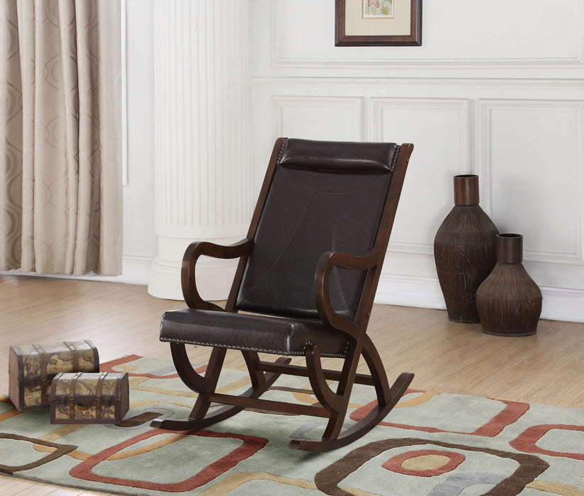 Triton Espresso PU & Walnut Rocking Chair - Premium Chair from ACME East - Just $452.40! Shop now at Furniture Wholesale Plus  We are the best furniture store in Nashville, Hendersonville, Goodlettsville, Madison, Antioch, Mount Juliet, Lebanon, Gallatin, Springfield, Murfreesboro, Franklin, Brentwood