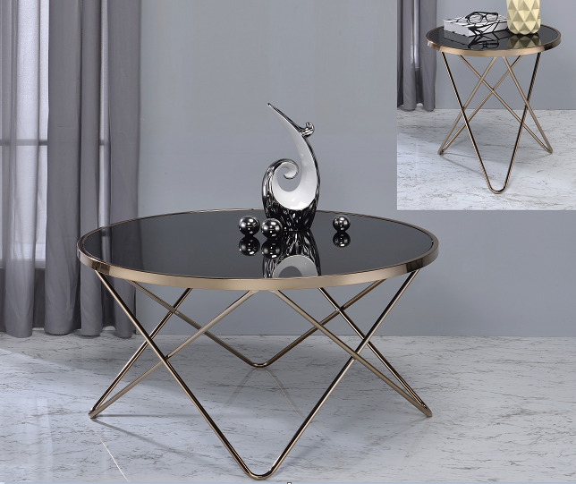 Valora Champagne & Black Glass Coffee Table - Premium Coffee Table from ACME East - Just $202.80! Shop now at Furniture Wholesale Plus  We are the best furniture store in Nashville, Hendersonville, Goodlettsville, Madison, Antioch, Mount Juliet, Lebanon, Gallatin, Springfield, Murfreesboro, Franklin, Brentwood