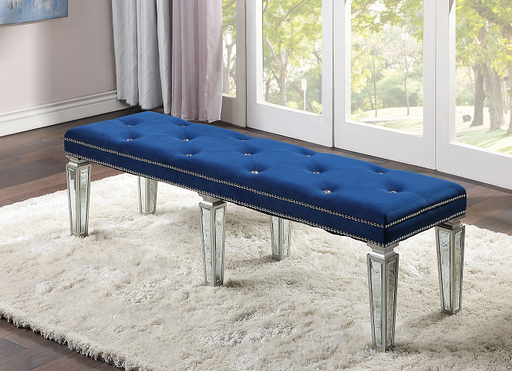 Varian Blue Velvet & Mirrored Bench - Premium Bench from ACME East - Just $380.25! Shop now at Furniture Wholesale Plus  We are the best furniture store in Nashville, Hendersonville, Goodlettsville, Madison, Antioch, Mount Juliet, Lebanon, Gallatin, Springfield, Murfreesboro, Franklin, Brentwood