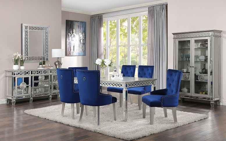 Varian Mirrored & Antique Platinum Dining Table (90"L) - Premium Dining Table from ACME East - Just $975! Shop now at Furniture Wholesale Plus  We are the best furniture store in Nashville, Hendersonville, Goodlettsville, Madison, Antioch, Mount Juliet, Lebanon, Gallatin, Springfield, Murfreesboro, Franklin, Brentwood