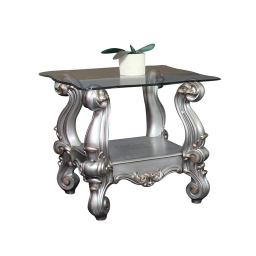 Versailles Antique Platinum & Clear Glass End Table - Premium End Table from ACME East - Just $639.60! Shop now at Furniture Wholesale Plus  We are the best furniture store in Nashville, Hendersonville, Goodlettsville, Madison, Antioch, Mount Juliet, Lebanon, Gallatin, Springfield, Murfreesboro, Franklin, Brentwood