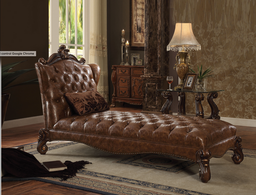 Versailles 2-Tone Light Brown PU & Cherry Oak Chaise & Pillow - Premium Chaise from ACME East - Just $2031.90! Shop now at Furniture Wholesale Plus  We are the best furniture store in Nashville, Hendersonville, Goodlettsville, Madison, Antioch, Mount Juliet, Lebanon, Gallatin, Springfield, Murfreesboro, Franklin, Brentwood