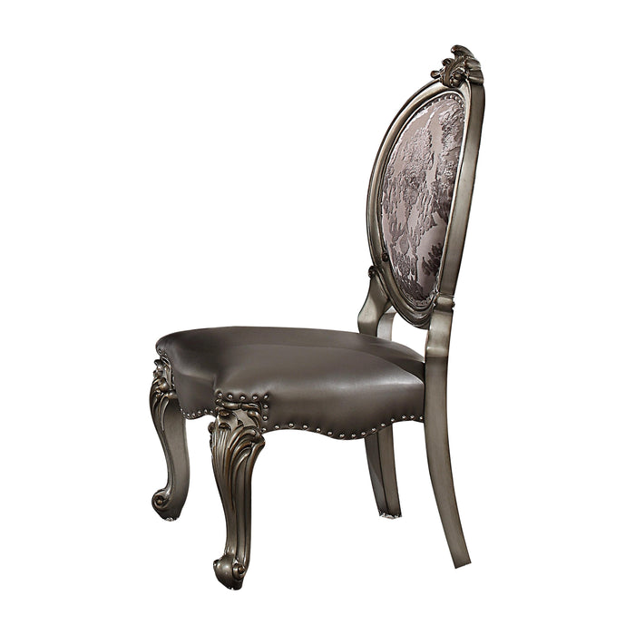 Versailles Silver PU & Antique Platinum Side Chair - Premium Dining Chair from ACME East - Just $1207.05! Shop now at Furniture Wholesale Plus  We are the best furniture store in Nashville, Hendersonville, Goodlettsville, Madison, Antioch, Mount Juliet, Lebanon, Gallatin, Springfield, Murfreesboro, Franklin, Brentwood