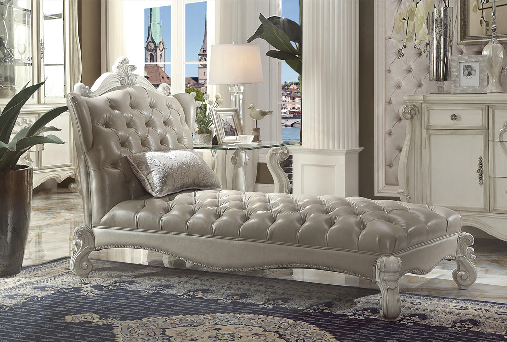 Versailles Vintage Gray PU & Bone White Chaise & Pillow - Premium Chaise from ACME East - Just $2031.90! Shop now at Furniture Wholesale Plus  We are the best furniture store in Nashville, Hendersonville, Goodlettsville, Madison, Antioch, Mount Juliet, Lebanon, Gallatin, Springfield, Murfreesboro, Franklin, Brentwood