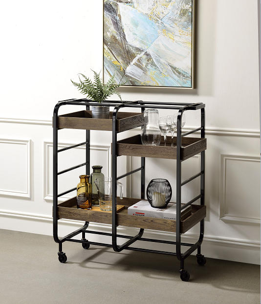 Vorrik Black & Walnut Serving Cart - Premium Server from ACME East - Just $458.25! Shop now at Furniture Wholesale Plus  We are the best furniture store in Nashville, Hendersonville, Goodlettsville, Madison, Antioch, Mount Juliet, Lebanon, Gallatin, Springfield, Murfreesboro, Franklin, Brentwood