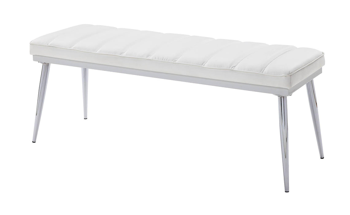 Weizor White PU & Chrome Bench - Premium Bench from ACME East - Just $210.60! Shop now at Furniture Wholesale Plus  We are the best furniture store in Nashville, Hendersonville, Goodlettsville, Madison, Antioch, Mount Juliet, Lebanon, Gallatin, Springfield, Murfreesboro, Franklin, Brentwood