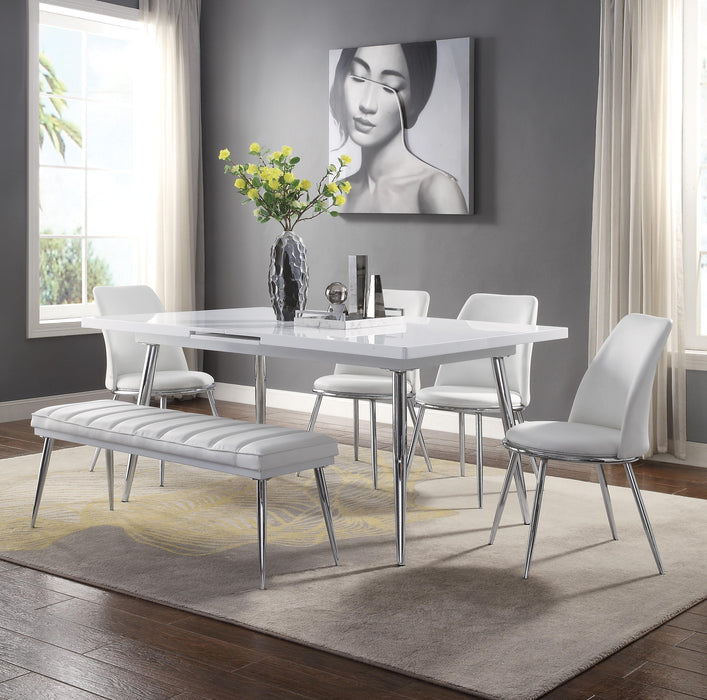 Weizor White High Gloss & Chrome Dining Table - Premium Dining Table from ACME East - Just $544.05! Shop now at Furniture Wholesale Plus  We are the best furniture store in Nashville, Hendersonville, Goodlettsville, Madison, Antioch, Mount Juliet, Lebanon, Gallatin, Springfield, Murfreesboro, Franklin, Brentwood