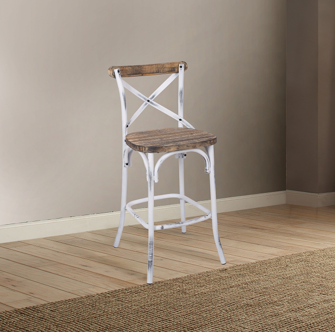 Zaire Antique White & Antique Oak Bar Chair (1Pc) - Premium Dining Chair from ACME East - Just $214.50! Shop now at Furniture Wholesale Plus  We are the best furniture store in Nashville, Hendersonville, Goodlettsville, Madison, Antioch, Mount Juliet, Lebanon, Gallatin, Springfield, Murfreesboro, Franklin, Brentwood