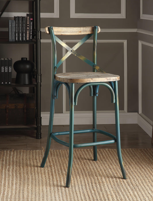 Zaire Antique Turquoise & Antique Oak Bar Chair (1Pc) - Premium Dining Chair from ACME East - Just $222.30! Shop now at Furniture Wholesale Plus  We are the best furniture store in Nashville, Hendersonville, Goodlettsville, Madison, Antioch, Mount Juliet, Lebanon, Gallatin, Springfield, Murfreesboro, Franklin, Brentwood