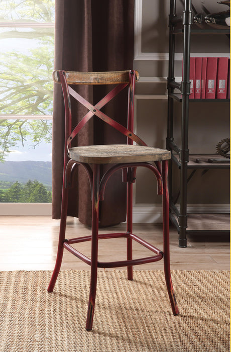 Zaire Antique Red & Antique Oak Bar Chair (1Pc) - Premium Dining Chair from ACME East - Just $214.50! Shop now at Furniture Wholesale Plus  We are the best furniture store in Nashville, Hendersonville, Goodlettsville, Madison, Antioch, Mount Juliet, Lebanon, Gallatin, Springfield, Murfreesboro, Franklin, Brentwood