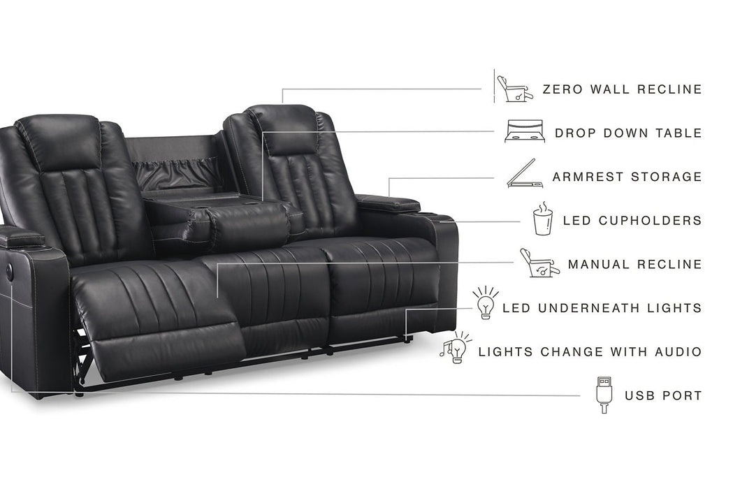 Center Point Reclining Sofa with Drop Down Table - Premium Sofa from Ashley Furniture - Just $1009.46! Shop now at Furniture Wholesale Plus  We are the best furniture store in Nashville, Hendersonville, Goodlettsville, Madison, Antioch, Mount Juliet, Lebanon, Gallatin, Springfield, Murfreesboro, Franklin, Brentwood