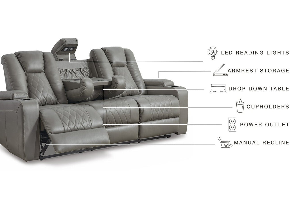 Mancin Reclining Sofa with Drop Down Table - Premium Sofa from Ashley Furniture - Just $832.92! Shop now at Furniture Wholesale Plus  We are the best furniture store in Nashville, Hendersonville, Goodlettsville, Madison, Antioch, Mount Juliet, Lebanon, Gallatin, Springfield, Murfreesboro, Franklin, Brentwood