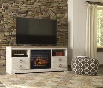 Willowton 64" TV Stand with Electric Fireplace - Premium TV Stand from Ashley Furniture - Just $603.35! Shop now at Furniture Wholesale Plus  We are the best furniture store in Nashville, Hendersonville, Goodlettsville, Madison, Antioch, Mount Juliet, Lebanon, Gallatin, Springfield, Murfreesboro, Franklin, Brentwood