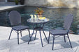 Odyssey Blue Outdoor Table and Chairs (Set of 3) - Premium Outdoor Dining Table from Ashley Furniture - Just $249.38! Shop now at Furniture Wholesale Plus  We are the best furniture store in Nashville, Hendersonville, Goodlettsville, Madison, Antioch, Mount Juliet, Lebanon, Gallatin, Springfield, Murfreesboro, Franklin, Brentwood