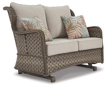 Clear Ridge Glider Loveseat with Cushion - Premium Outdoor Seating from Ashley Furniture - Just $652.38! Shop now at Furniture Wholesale Plus  We are the best furniture store in Nashville, Hendersonville, Goodlettsville, Madison, Antioch, Mount Juliet, Lebanon, Gallatin, Springfield, Murfreesboro, Franklin, Brentwood