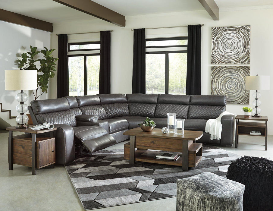 Samperstone Power Reclining Sectional - Premium Sectional from Ashley Furniture - Just $1137.86! Shop now at Furniture Wholesale Plus  We are the best furniture store in Nashville, Hendersonville, Goodlettsville, Madison, Antioch, Mount Juliet, Lebanon, Gallatin, Springfield, Murfreesboro, Franklin, Brentwood