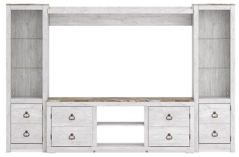 Willowton 4-Piece Entertainment Center - Premium Entertainment Center from Ashley Furniture - Just $416.29! Shop now at Furniture Wholesale Plus  We are the best furniture store in Nashville, Hendersonville, Goodlettsville, Madison, Antioch, Mount Juliet, Lebanon, Gallatin, Springfield, Murfreesboro, Franklin, Brentwood