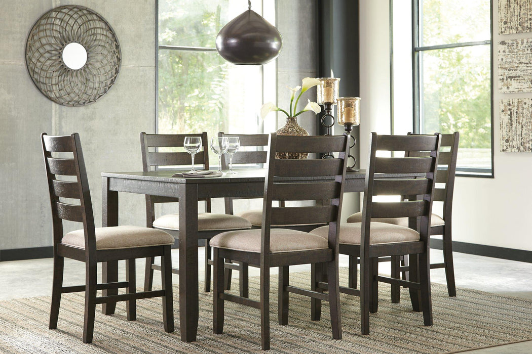 Rokane Dining Table and Chairs (Set of 7) - Premium Dining Table from Ashley Furniture - Just $663.66! Shop now at Furniture Wholesale Plus  We are the best furniture store in Nashville, Hendersonville, Goodlettsville, Madison, Antioch, Mount Juliet, Lebanon, Gallatin, Springfield, Murfreesboro, Franklin, Brentwood