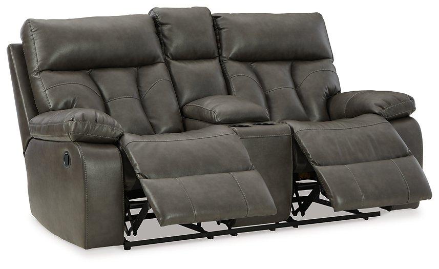 Willamen Reclining Loveseat with Console - Premium Loveseat from Ashley Furniture - Just $970.15! Shop now at Furniture Wholesale Plus  We are the best furniture store in Nashville, Hendersonville, Goodlettsville, Madison, Antioch, Mount Juliet, Lebanon, Gallatin, Springfield, Murfreesboro, Franklin, Brentwood