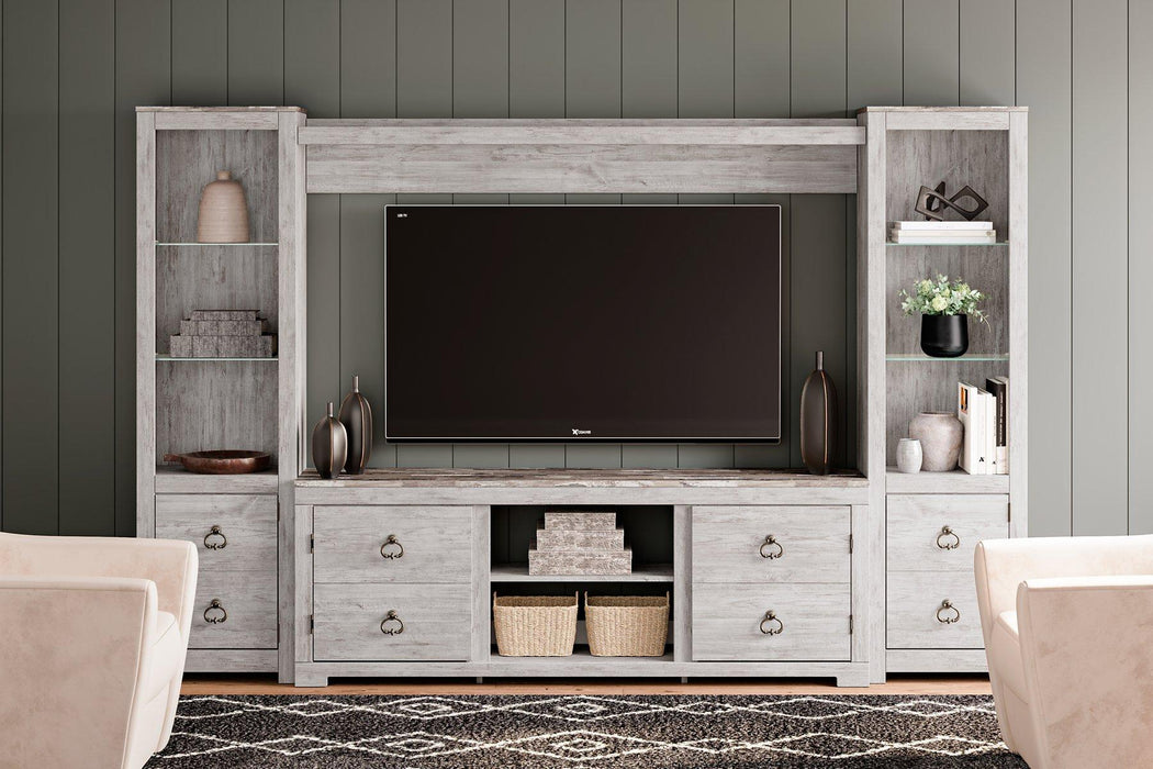 Willowton 4-Piece Entertainment Center - Premium Entertainment Center from Ashley Furniture - Just $416.29! Shop now at Furniture Wholesale Plus  We are the best furniture store in Nashville, Hendersonville, Goodlettsville, Madison, Antioch, Mount Juliet, Lebanon, Gallatin, Springfield, Murfreesboro, Franklin, Brentwood