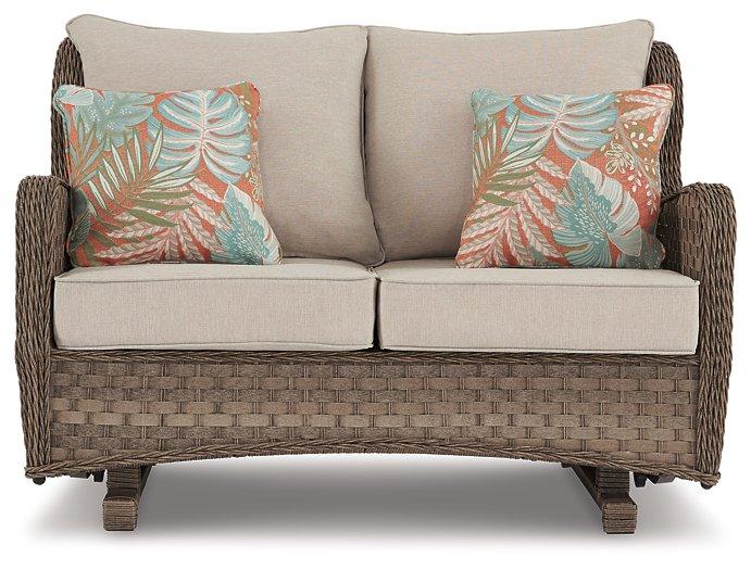 Clear Ridge Glider Loveseat with Cushion - Premium Outdoor Seating from Ashley Furniture - Just $652.38! Shop now at Furniture Wholesale Plus  We are the best furniture store in Nashville, Hendersonville, Goodlettsville, Madison, Antioch, Mount Juliet, Lebanon, Gallatin, Springfield, Murfreesboro, Franklin, Brentwood