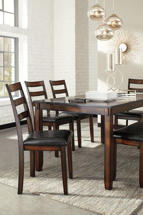 Coviar Dining Table and Chairs with Bench (Set of 6) - Premium Dining Table from Ashley Furniture - Just $559.09! Shop now at Furniture Wholesale Plus  We are the best furniture store in Nashville, Hendersonville, Goodlettsville, Madison, Antioch, Mount Juliet, Lebanon, Gallatin, Springfield, Murfreesboro, Franklin, Brentwood