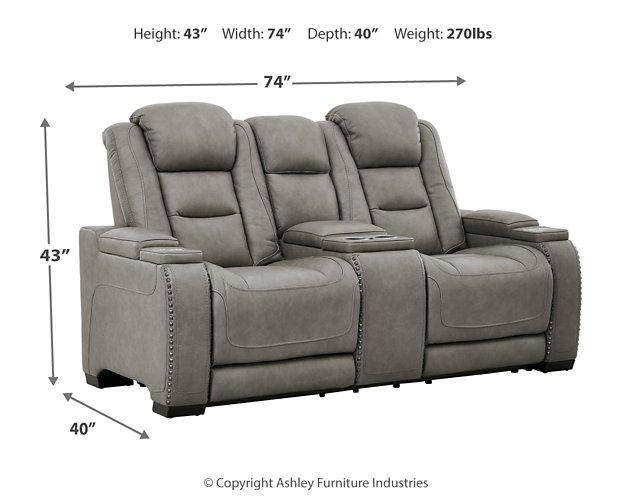 The Man-Den Power Reclining Loveseat with Console - Premium Loveseat from Ashley Furniture - Just $2152.97! Shop now at Furniture Wholesale Plus  We are the best furniture store in Nashville, Hendersonville, Goodlettsville, Madison, Antioch, Mount Juliet, Lebanon, Gallatin, Springfield, Murfreesboro, Franklin, Brentwood