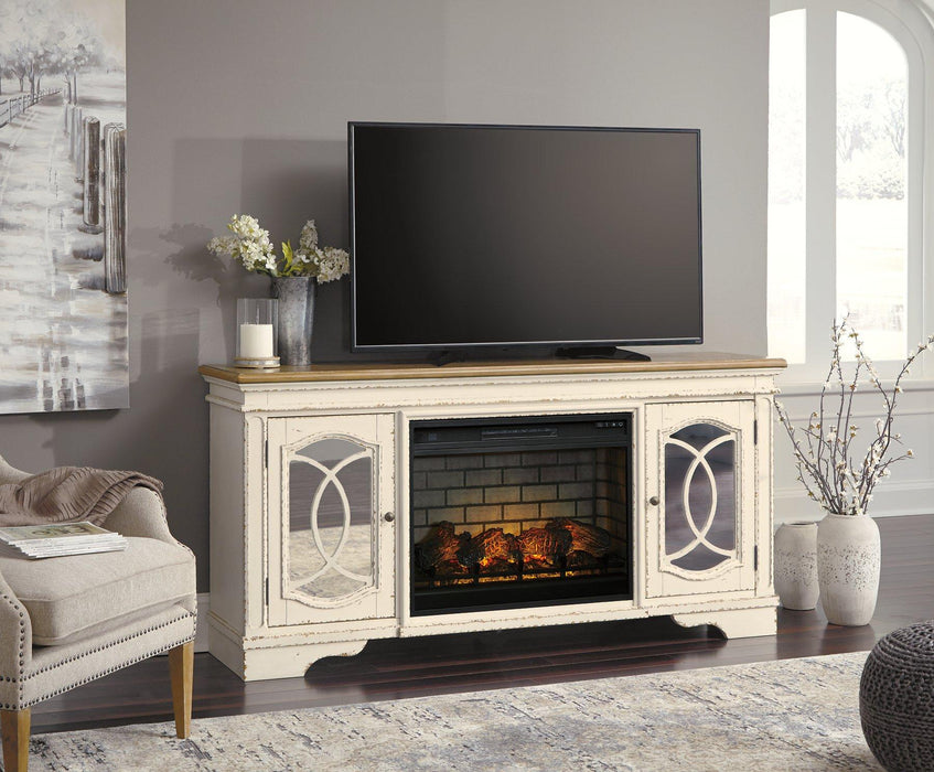 Realyn 74" TV Stand with Electric Fireplace - Premium TV Stand from Ashley Furniture - Just $1057.84! Shop now at Furniture Wholesale Plus  We are the best furniture store in Nashville, Hendersonville, Goodlettsville, Madison, Antioch, Mount Juliet, Lebanon, Gallatin, Springfield, Murfreesboro, Franklin, Brentwood