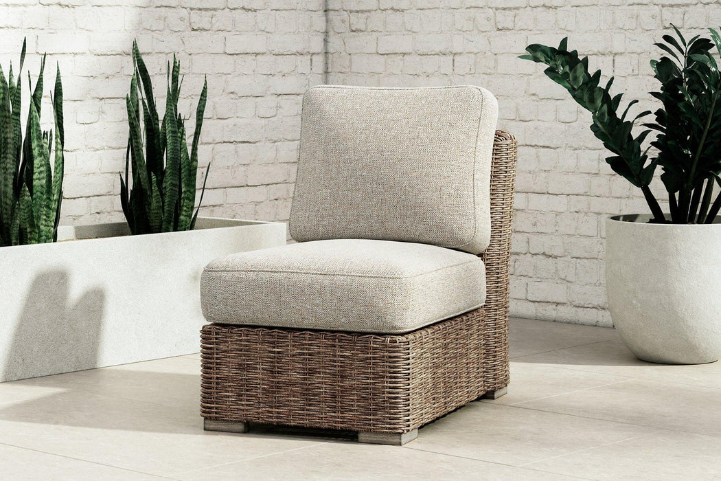 Beachcroft Outdoor Armless Chair with Cushion - Premium Outdoor Seating from Ashley Furniture - Just $448.88! Shop now at Furniture Wholesale Plus  We are the best furniture store in Nashville, Hendersonville, Goodlettsville, Madison, Antioch, Mount Juliet, Lebanon, Gallatin, Springfield, Murfreesboro, Franklin, Brentwood