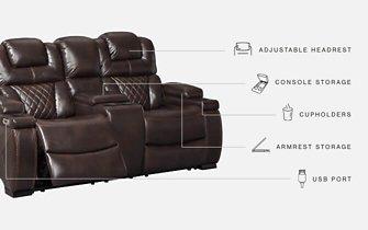 Warnerton Power Reclining Loveseat with Console - Premium Loveseat from Ashley Furniture - Just $1425.62! Shop now at Furniture Wholesale Plus  We are the best furniture store in Nashville, Hendersonville, Goodlettsville, Madison, Antioch, Mount Juliet, Lebanon, Gallatin, Springfield, Murfreesboro, Franklin, Brentwood