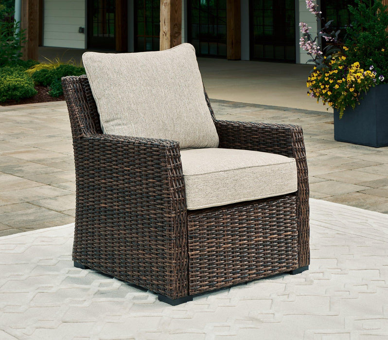 Brook Ranch Outdoor Lounge Chair with Cushion - Premium Outdoor Seating from Ashley Furniture - Just $440.06! Shop now at Furniture Wholesale Plus  We are the best furniture store in Nashville, Hendersonville, Goodlettsville, Madison, Antioch, Mount Juliet, Lebanon, Gallatin, Springfield, Murfreesboro, Franklin, Brentwood