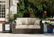 Coastline Bay Outdoor Loveseat with Cushion - Premium Outdoor Seating from Ashley Furniture - Just $970.15! Shop now at Furniture Wholesale Plus  We are the best furniture store in Nashville, Hendersonville, Goodlettsville, Madison, Antioch, Mount Juliet, Lebanon, Gallatin, Springfield, Murfreesboro, Franklin, Brentwood