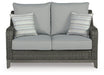 Elite Park Outdoor Loveseat with Cushion - Premium Outdoor Seating from Ashley Furniture - Just $924.25! Shop now at Furniture Wholesale Plus  We are the best furniture store in Nashville, Hendersonville, Goodlettsville, Madison, Antioch, Mount Juliet, Lebanon, Gallatin, Springfield, Murfreesboro, Franklin, Brentwood