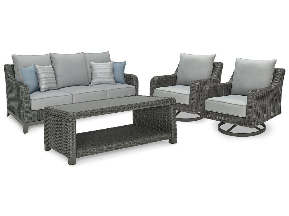 Elite Park Outdoor Sofa, Lounge Chairs and Cocktail Table - Premium Outdoor Table Set from Ashley Furniture - Just $2622.44! Shop now at Furniture Wholesale Plus  We are the best furniture store in Nashville, Hendersonville, Goodlettsville, Madison, Antioch, Mount Juliet, Lebanon, Gallatin, Springfield, Murfreesboro, Franklin, Brentwood