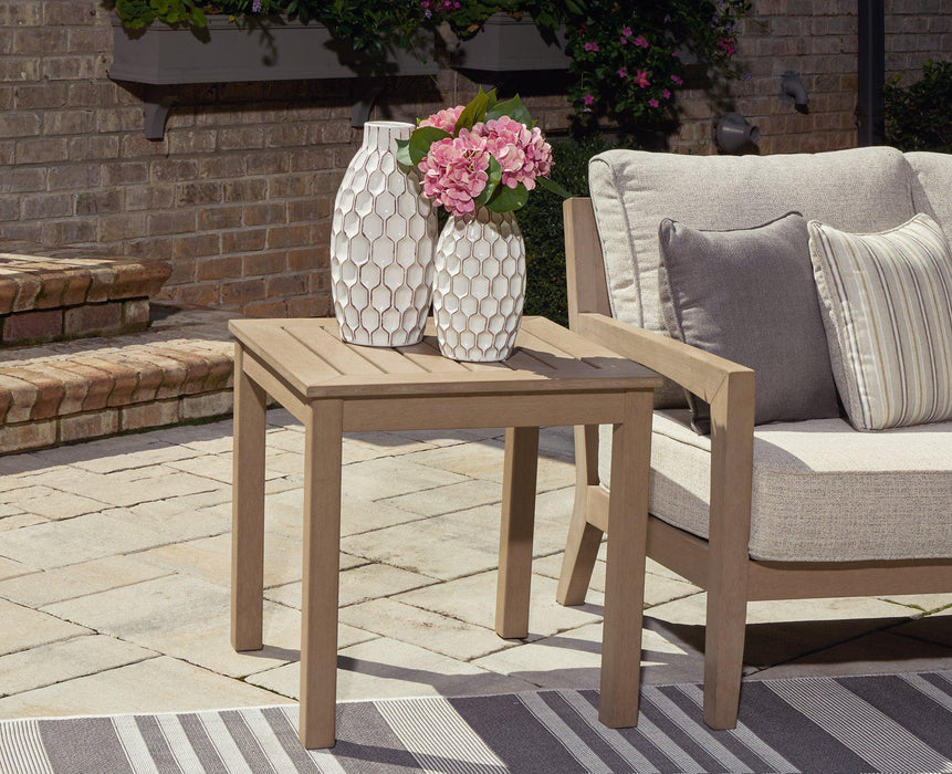 Hallow Creek Outdoor End Table - Premium Outdoor End Table from Ashley Furniture - Just $189.12! Shop now at Furniture Wholesale Plus  We are the best furniture store in Nashville, Hendersonville, Goodlettsville, Madison, Antioch, Mount Juliet, Lebanon, Gallatin, Springfield, Murfreesboro, Franklin, Brentwood